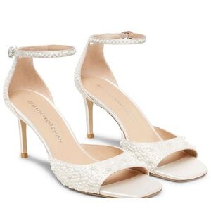 Stuart Weitzman Ivory Pearl-Adorned Heels